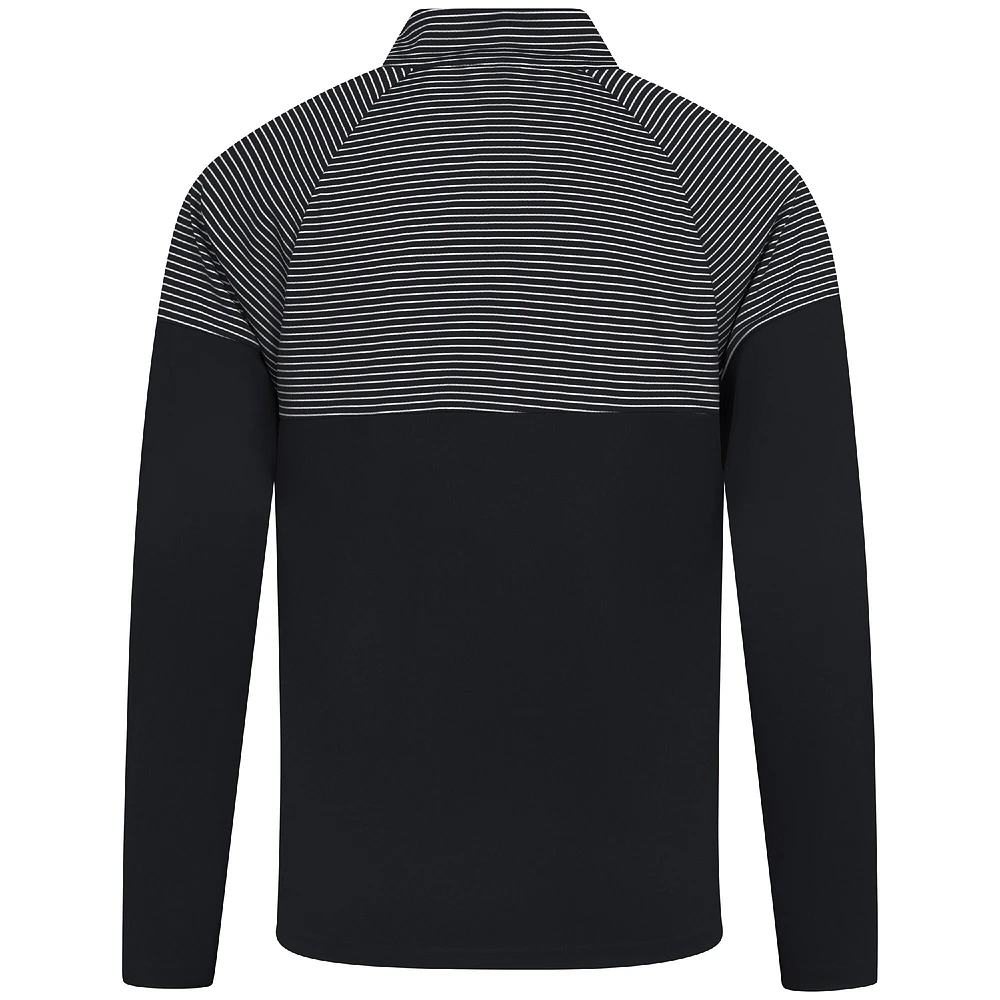 Men's Levelwear Black Los Angeles Lakers Classic Stripes Quarter-Zip Top