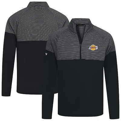 Men's Levelwear Black Los Angeles Lakers Classic Stripes Quarter-Zip Top