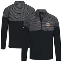 Men's Levelwear Black Los Angeles Lakers Classic Stripes Quarter-Zip Top