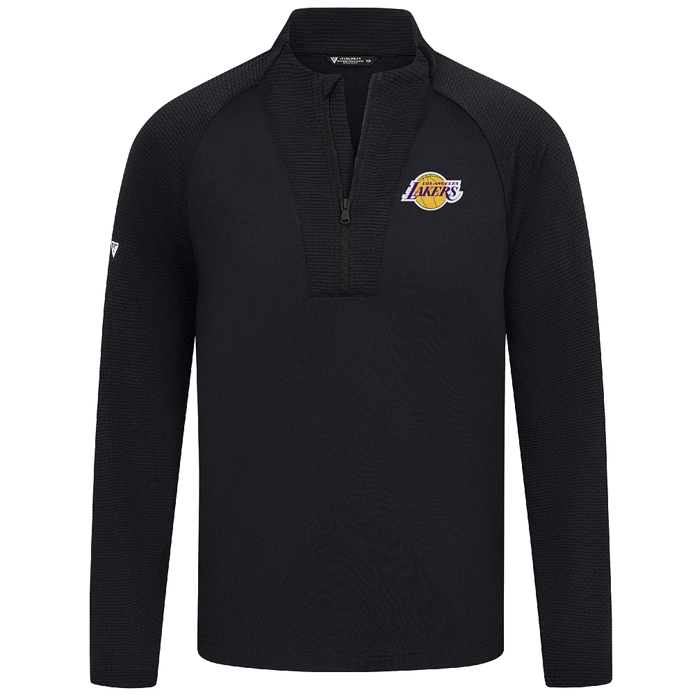 Men's Levelwear Black Los Angeles Lakers Volley Quarter-Zip Top