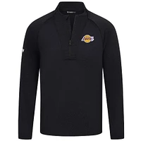 Men's Levelwear Black Los Angeles Lakers Volley Quarter-Zip Top
