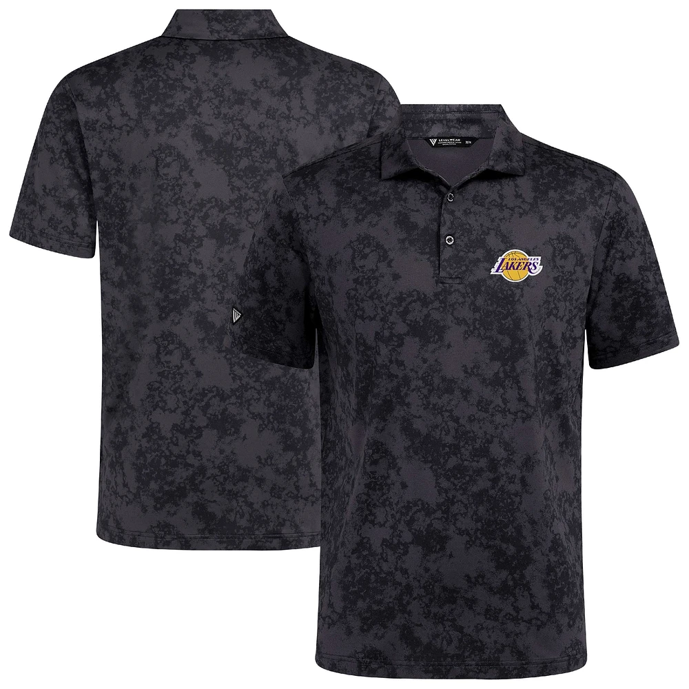 Men's Levelwear Black Los Angeles Lakers Whisper Polo