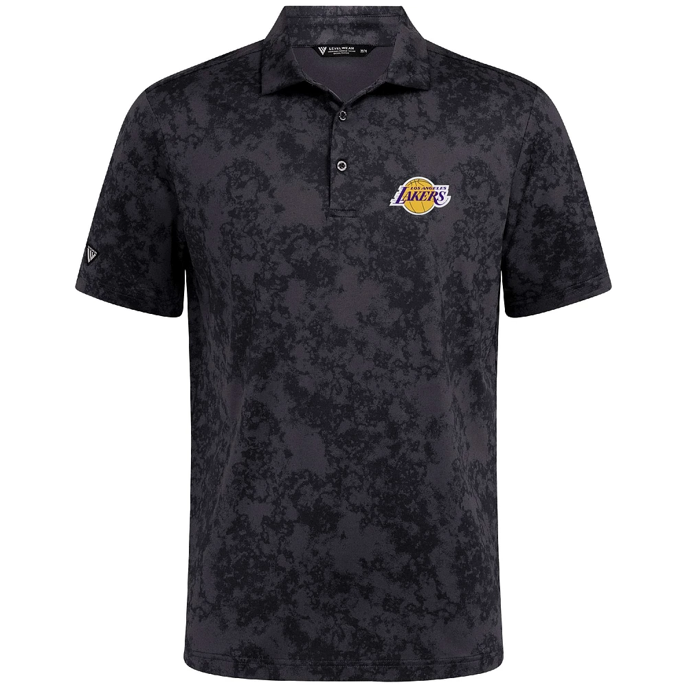 Men's Levelwear Black Los Angeles Lakers Whisper Polo
