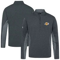 Haut à fermeture éclair quart de tour Levelwear Heather Black Los Angeles Lakers Waffle Insignia 2.0 pour homme