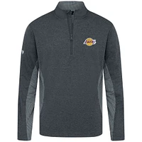 Haut à fermeture éclair quart de tour Levelwear Heather Black Los Angeles Lakers Waffle Insignia 2.0 pour homme