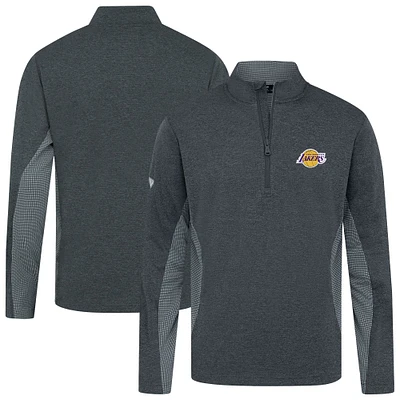 Haut à fermeture éclair quart de tour Levelwear Heather Black Los Angeles Lakers Waffle Insignia 2.0 pour homme
