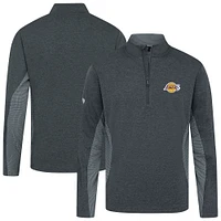 Haut à fermeture éclair quart de tour Levelwear Heather Black Los Angeles Lakers Waffle Insignia 2.0 pour homme