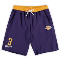 Men's Majestic Anthony Davis Purple Los Angeles Lakers Big & Tall French Terry Name Number Shorts