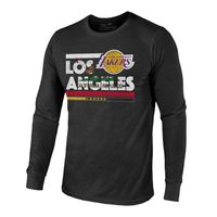 Men's Majestic Threads Black Los Angeles Lakers City and State Tri-Blend Long Sleeve T-Shirt