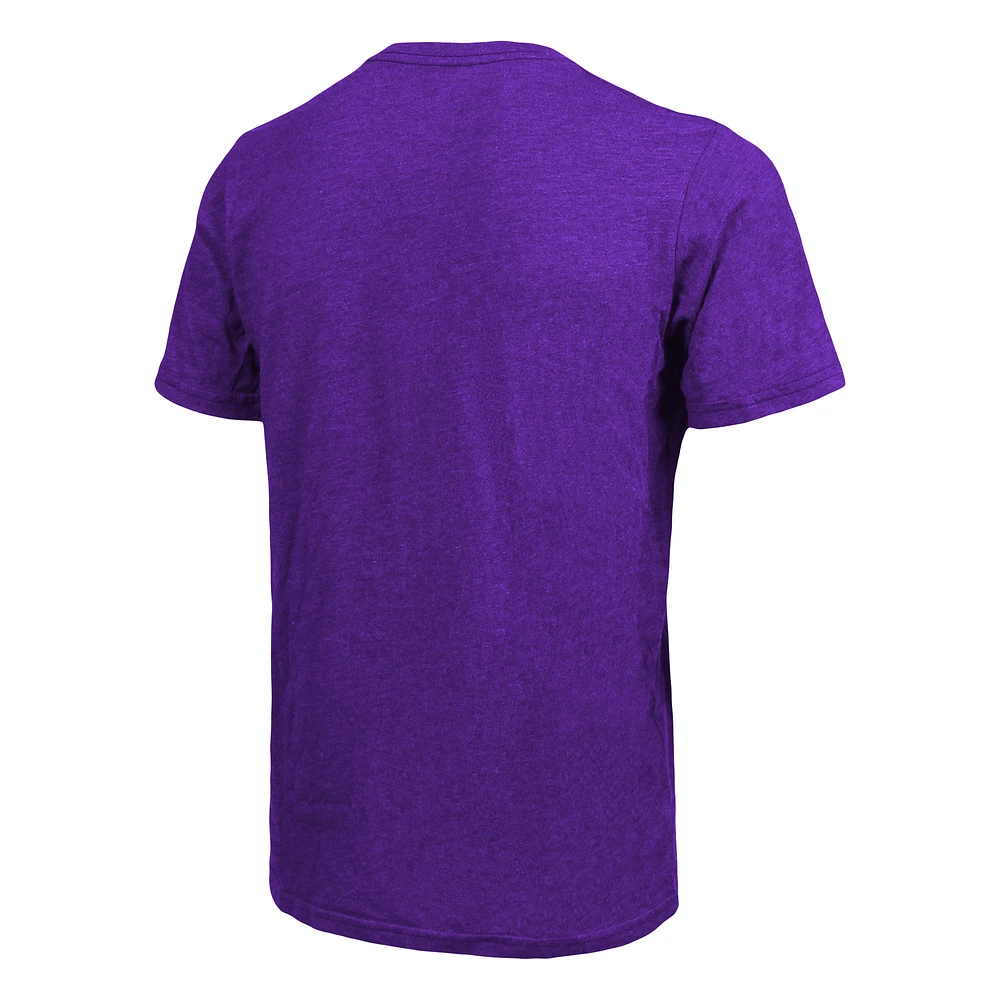Men's Majestic Threads Heathered Purple Los Angeles Lakers Ball Hog Logo Tri-Blend T-Shirt