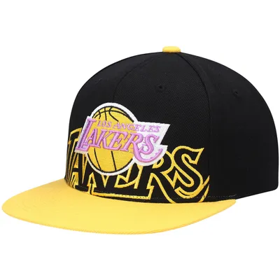 Los Angeles Lakers Mitchell & Ness Hardwood Classics Low Big Face Snapback Hat - Black/Gold