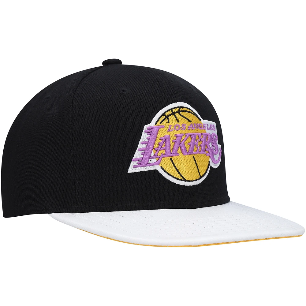 Men's Mitchell & Ness  Black/White Los Angeles Lakers Hardwood Classics Wear Away Visor Snapback Hat