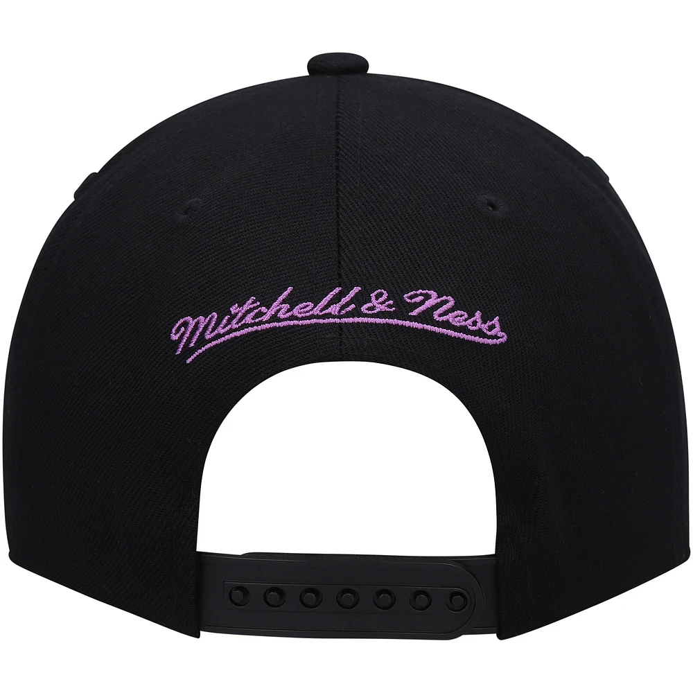 Men's Mitchell & Ness  Black/White Los Angeles Lakers Hardwood Classics Wear Away Visor Snapback Hat