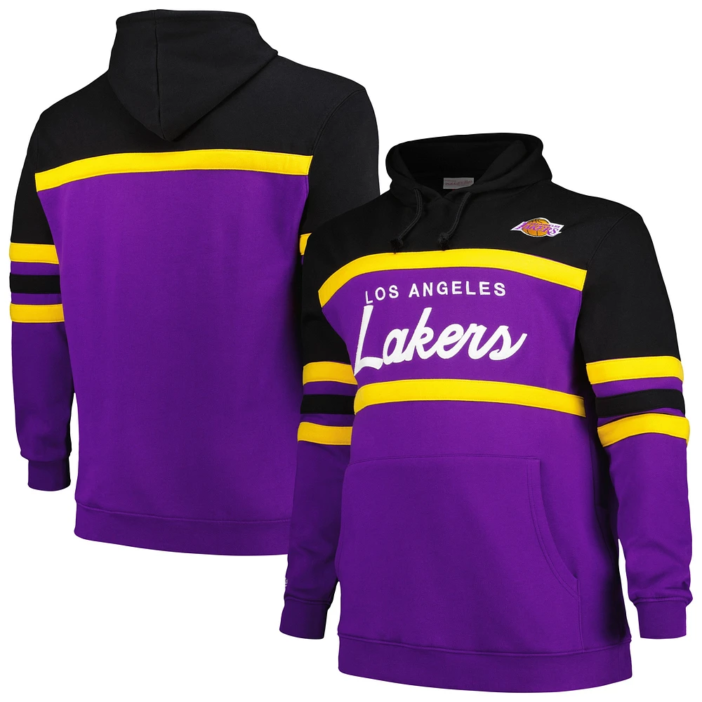 Men's Mitchell & Ness Black Los Angeles Lakers Big Tall Hardwood Classics Head Coach Pullover Hoodie