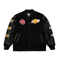 Men's Mitchell & Ness  Black Los Angeles Lakers Hardwood Classics Blackout Collection Full-Snap Varsity Jacket