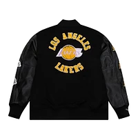 Men's Mitchell & Ness  Black Los Angeles Lakers Hardwood Classics Blackout Collection Full-Snap Varsity Jacket