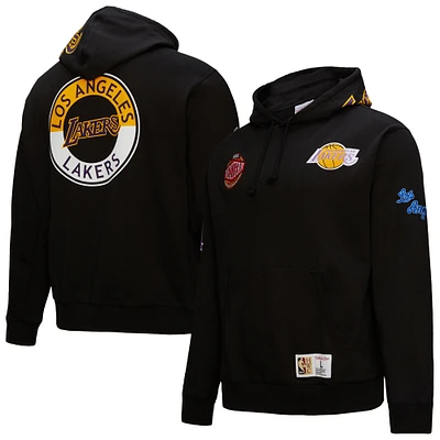 Men's Mitchell & Ness  Black Los Angeles Lakers Hardwood Classics Blackout Collection Pullover Hoodie