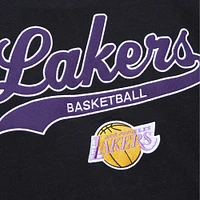 Men's Mitchell & Ness Black Los Angeles Lakers Hardwood Classics Felt Applique Slub T-Shirt