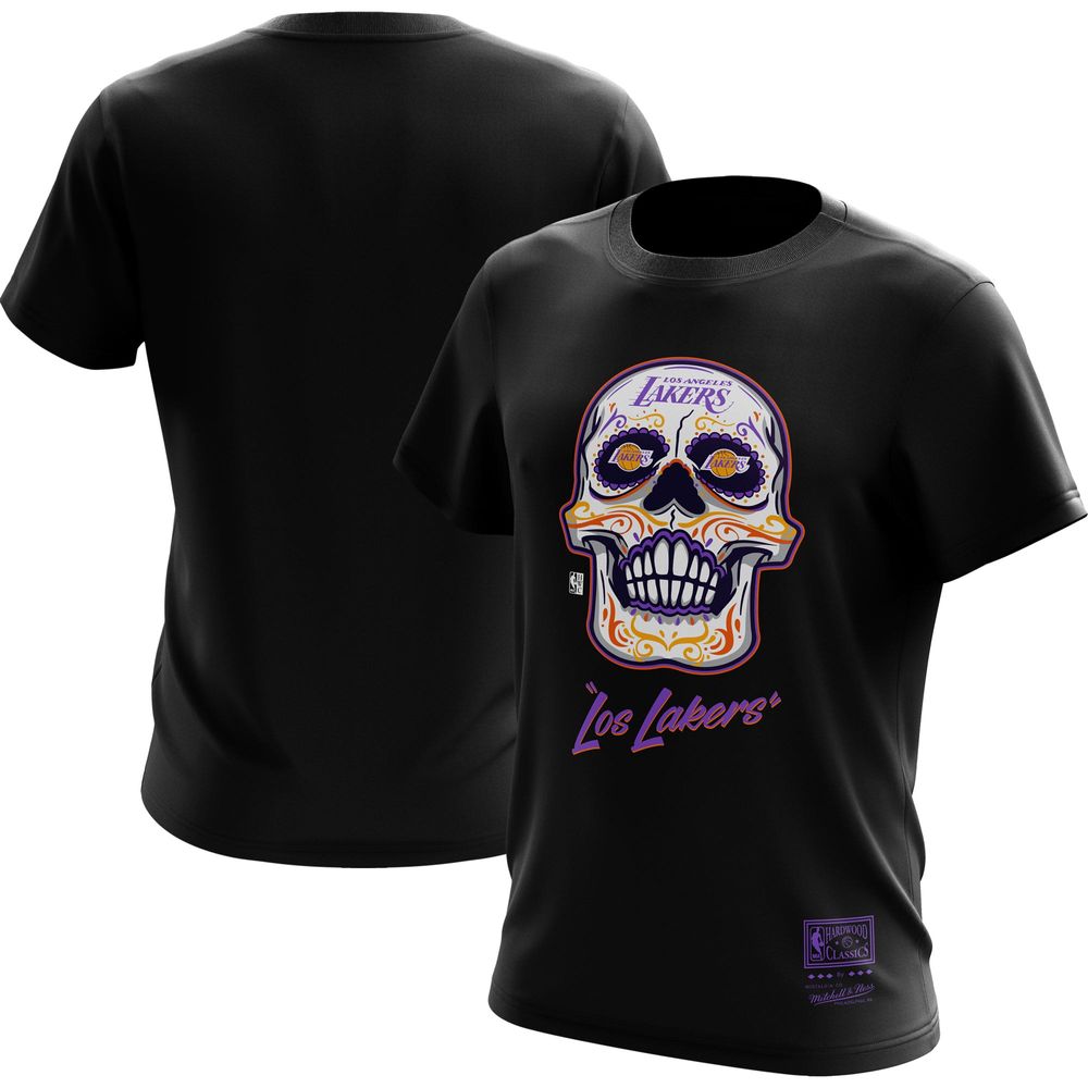 Men's Mitchell & Ness Black Los Angeles Lakers Hardwood Classics Sugar Skull - T-Shirt