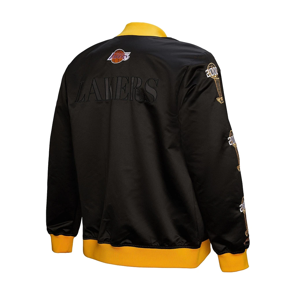 Men's Mitchell & Ness Black Los Angeles Lakers Hardwood Classics Team OG 3.0 Lightweight Satin Full-Snap Jacket