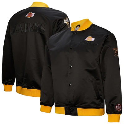 Men's Mitchell & Ness Black Los Angeles Lakers Hardwood Classics Team OG 3.0 Lightweight Satin Full-Snap Jacket