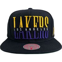 Men's Mitchell & Ness Black Los Angeles Lakers Hardwood Classics Wordstack - Snapback Hat