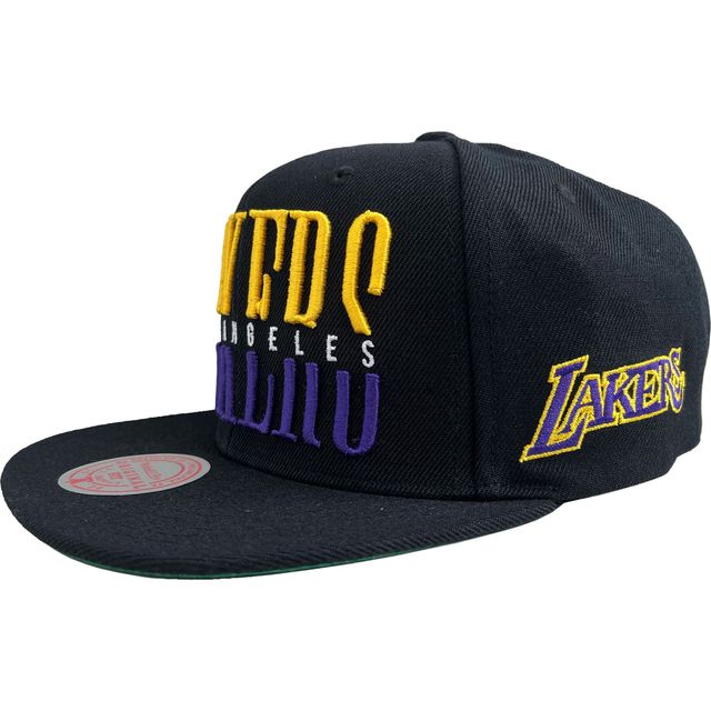 Mitchell & Ness pour homme Noir Los Angeles Lakers Hardwood Classics Wordstack - Casquette Snapback