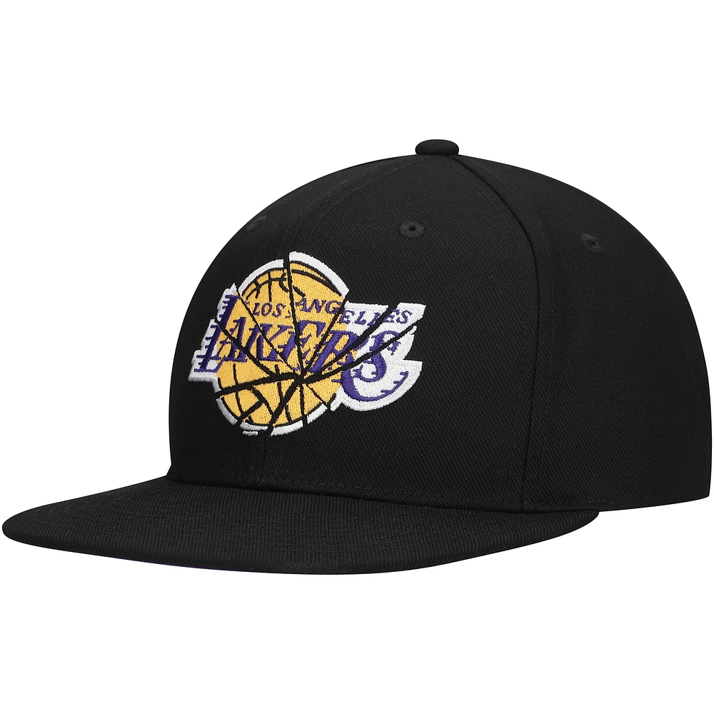 Men's Mitchell & Ness Black Los Angeles Lakers Shattered Snapback Hat