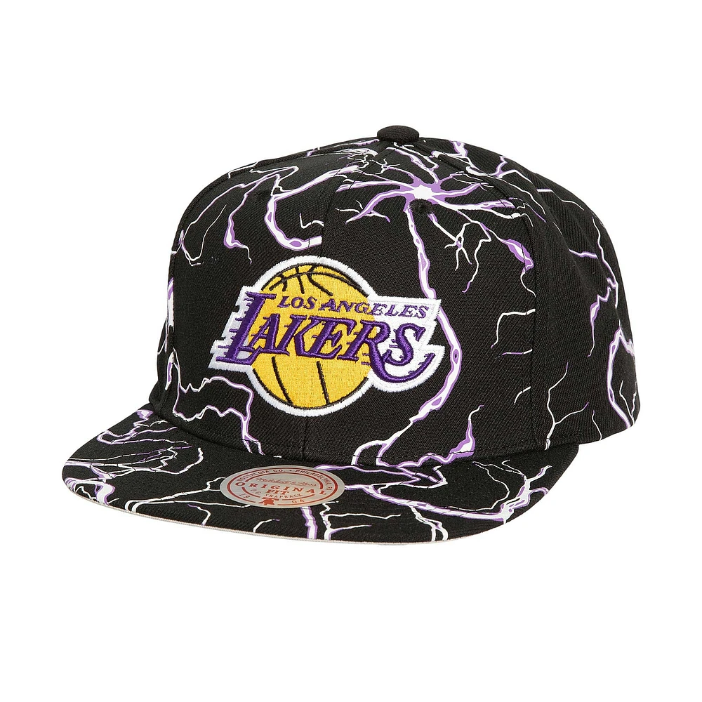 Casquette Snapback noire Mitchell & Ness pour hommes des Los Angeles Lakers Storm Season