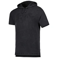 Men's Mitchell & Ness Black Los Angeles Lakers Tonal Short Sleeve Pullover Hoodie