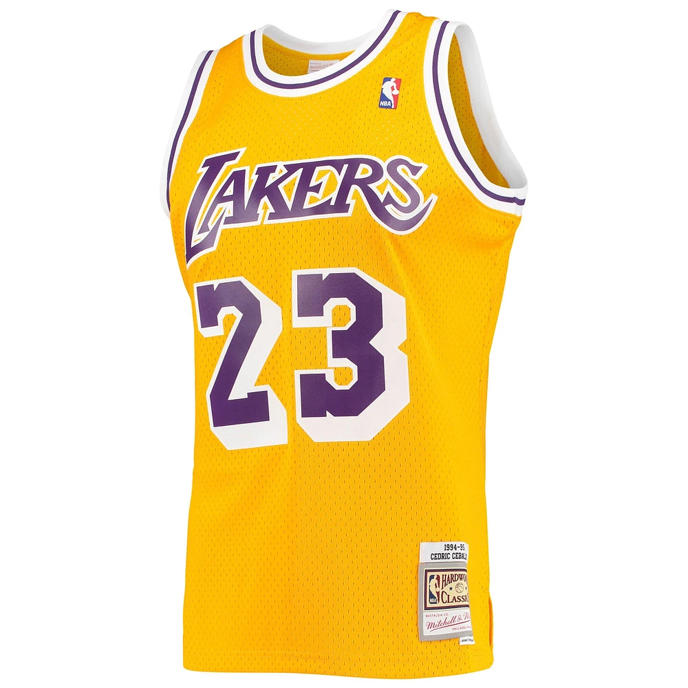 Men's Mitchell & Ness Cedric Ceballos Gold Los Angeles Lakers 1994/95 Hardwood Classics Swingman Jersey