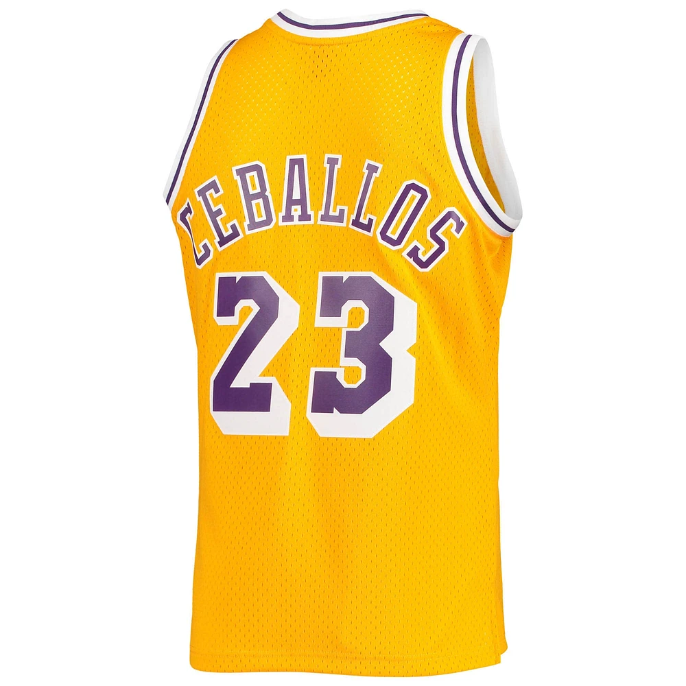 Men's Mitchell & Ness Cedric Ceballos Gold Los Angeles Lakers 1994/95 Hardwood Classics Swingman Jersey