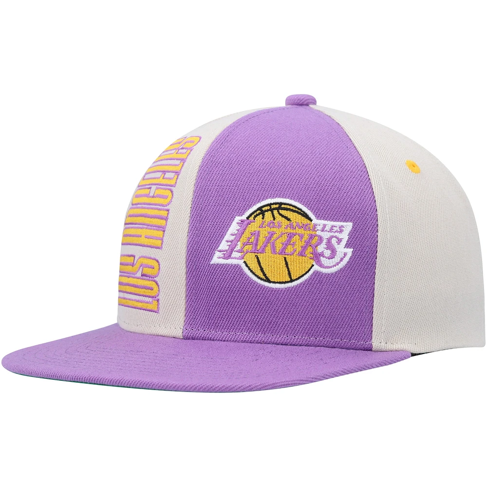 Men's Mitchell & Ness Cream/Purple Los Angeles Lakers Hardwood Classics Pop Snapback Hat