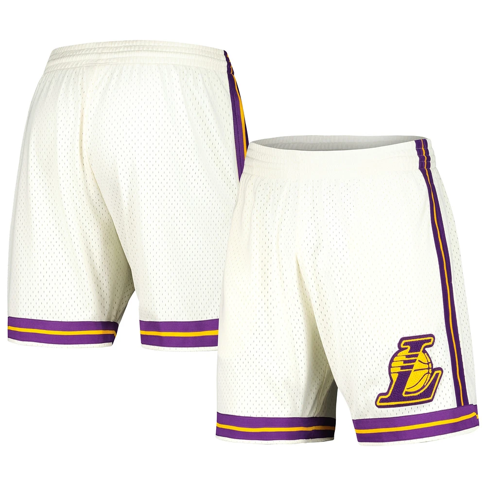 Men's Mitchell & Ness Cream Los Angeles Lakers Chainstitched Swingman Shorts