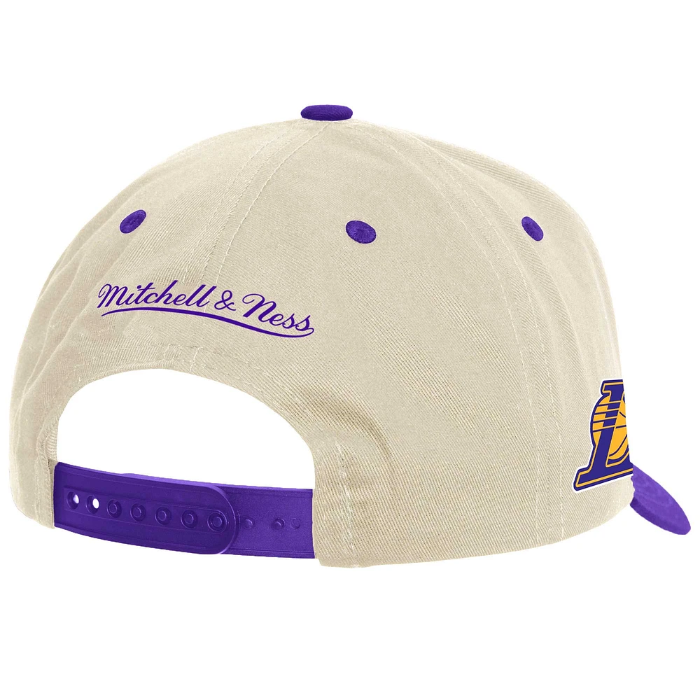 Men's Mitchell & Ness Cream Los Angeles Lakers Game On Two-Tone Pro Crown Adjustable Hat