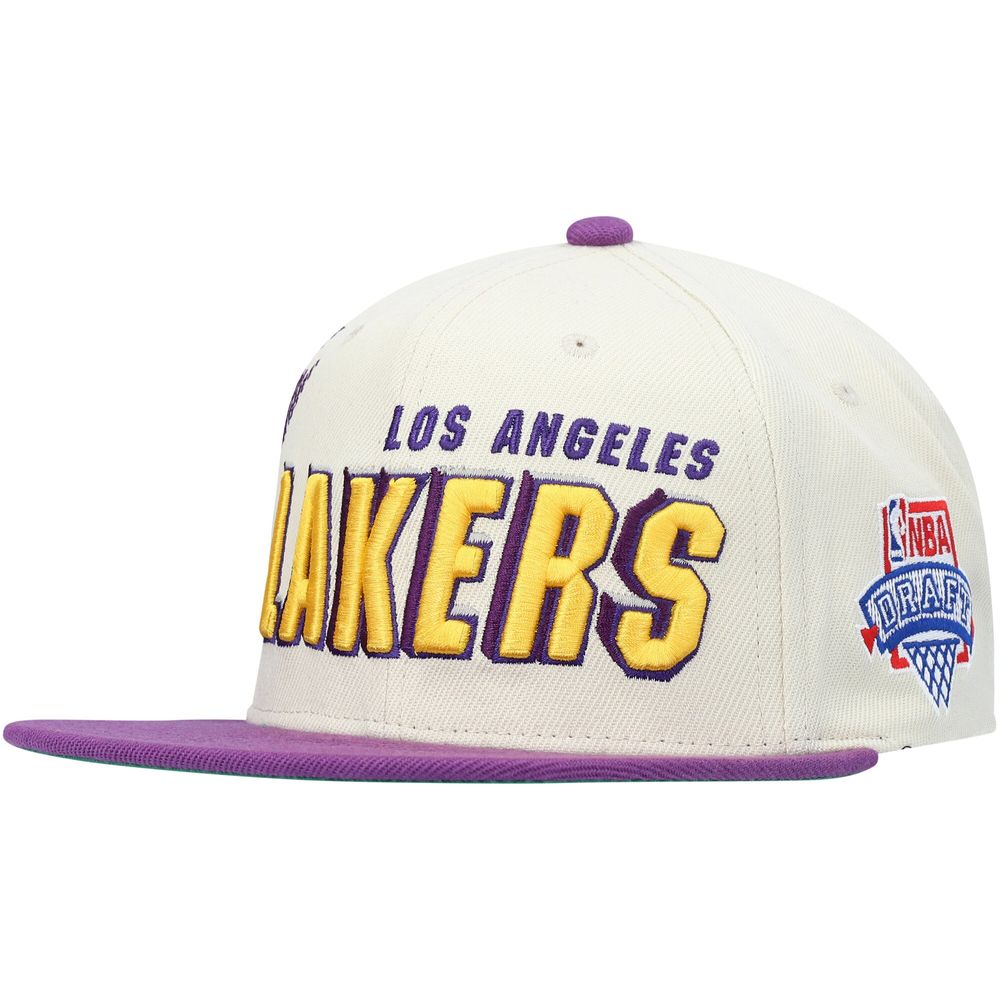 Mitchell & Ness Men's White Los Angeles Lakers Patch Snapback Hat