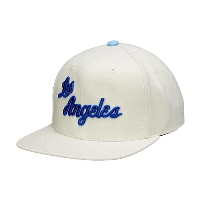 Casquette ajustable Snapback crème Los Angeles Lakers Hardwood Classics Mitchell & Ness pour hommes