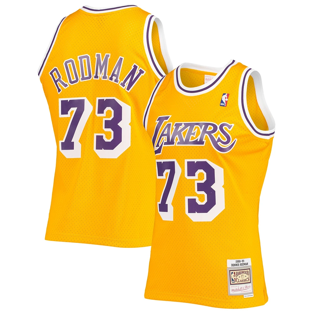 Maillot Swingman Mitchell & Ness Dennis Rodman doré Los Angeles Lakers Hardwood Classics pour hommes