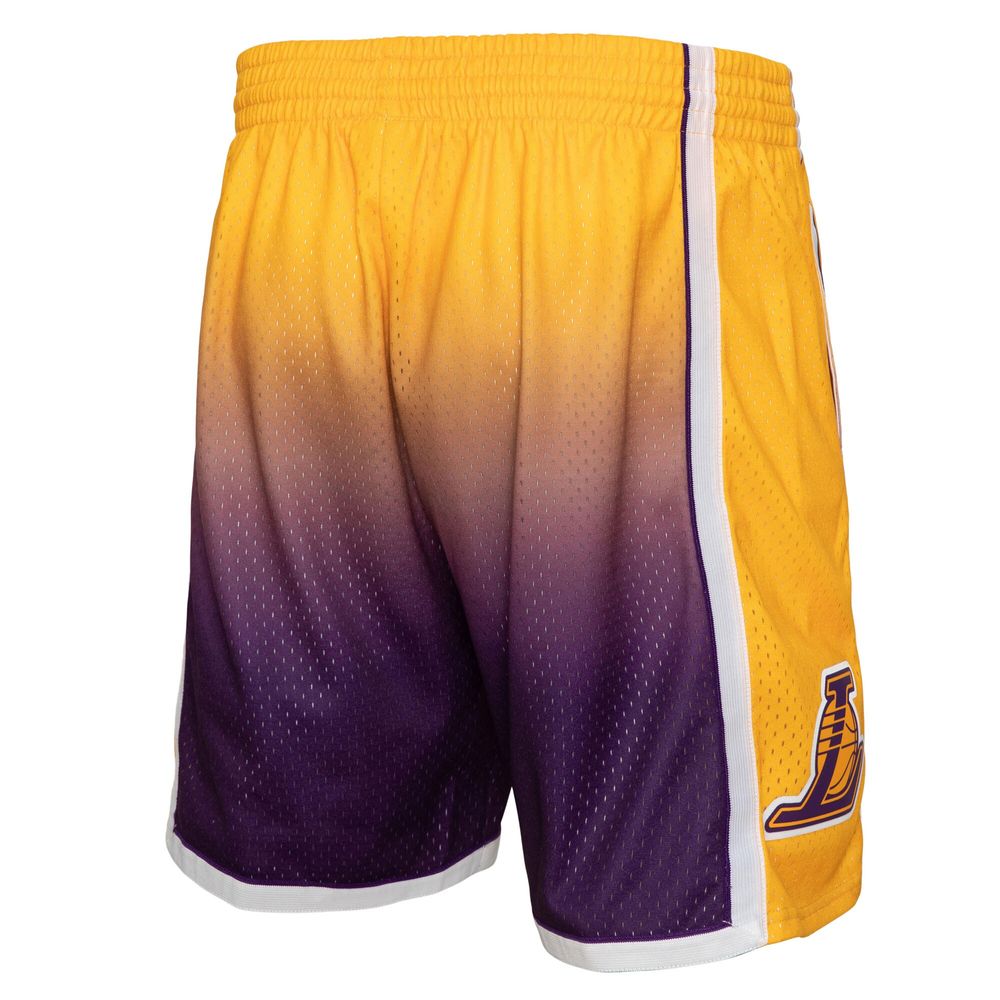 Men's Mitchell & Ness Gold/Purple Los Angeles Lakers - 1984/85 Hardwood Classics Fadeaway Swingman Shorts