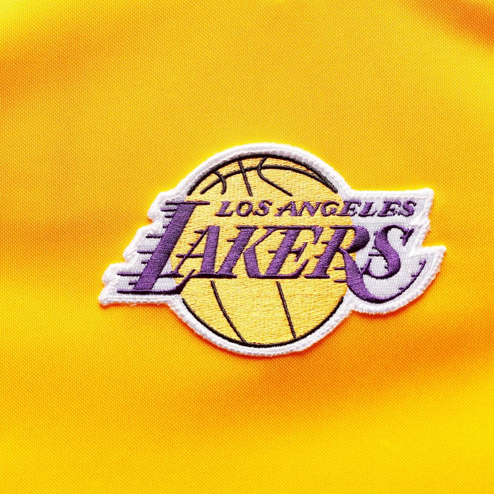 Men's Mitchell & Ness Gold Los Angeles Lakers 2002 NBA Finals Hardwood Classics On-Court Authentic Sleeveless Shooting Shirt