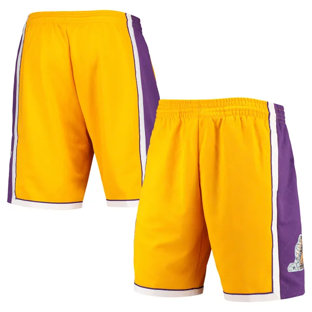 Mitchell & Ness Men's Los Angeles Lakers Black Reload Swingman Shorts, Small