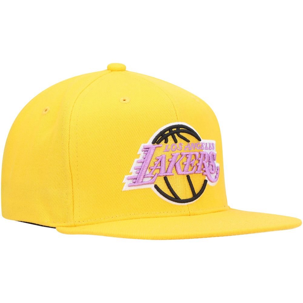 Men's Mitchell & Ness Gold Los Angeles Lakers Hardwood Classics English Dropback - Snapback Hat