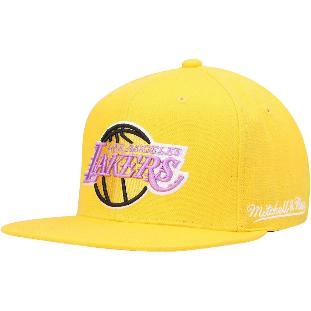 Mitchell & Ness Gold pour homme Los Angeles Lakers Hardwood Classics English Dropback - Casquette Snapback