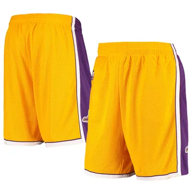 Los Angeles Lakers Mitchell & Ness Hardwood Classics Primary Logo Swingman Shorts - Gold