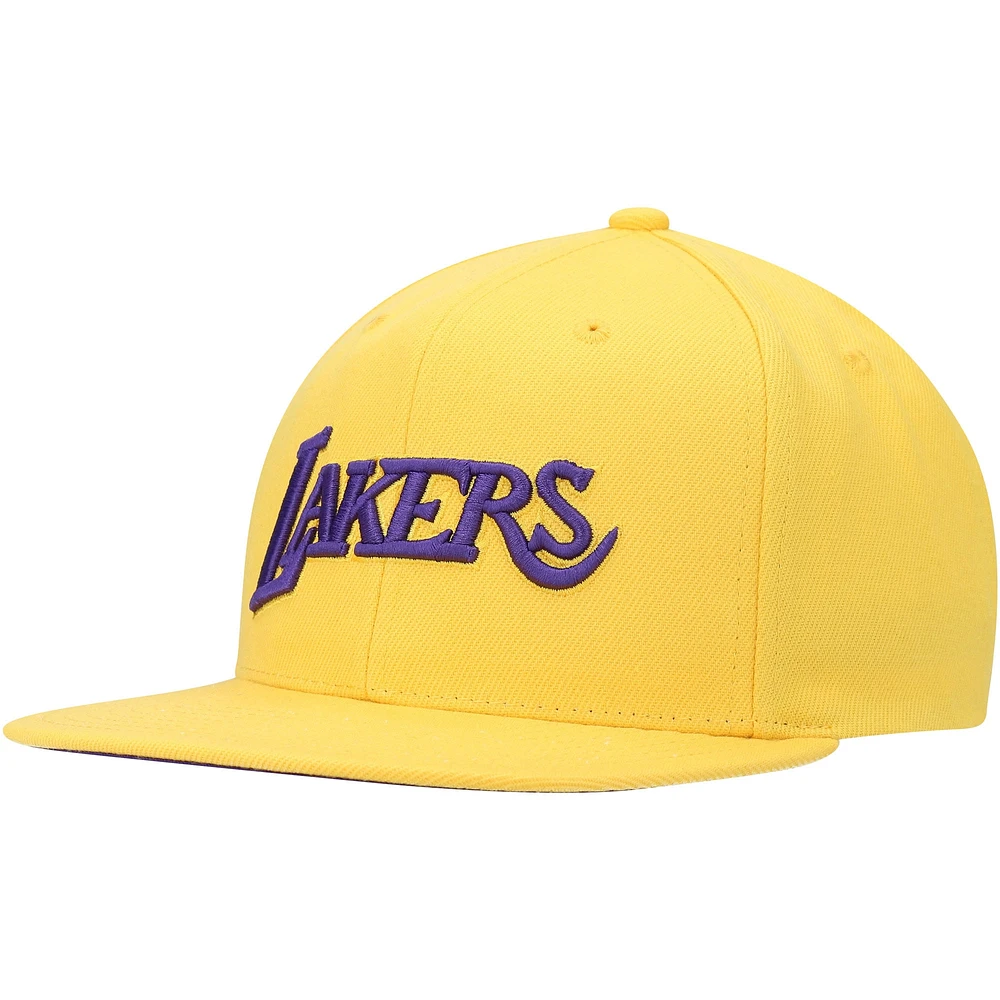 Casquette Snapback ton sur ton Hardwood Classics des Los Angeles Lakers dorée Mitchell & Ness pour hommes