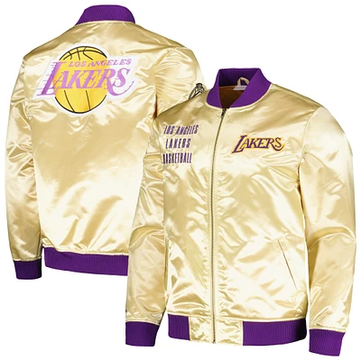 Men's Mitchell & Ness Gold Los Angeles Lakers Team OG 2.0 Vintage Logo Satin Full-Zip Jacket