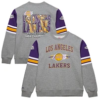 Sweat-shirt à capuche gris chiné pour homme Mitchell & Ness Los Angeles Lakers Hardwood Classics All Over 4.0