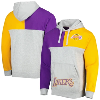 Sweat à capuche gris chiné Los Angeles Lakers Mitchell & Ness pour homme