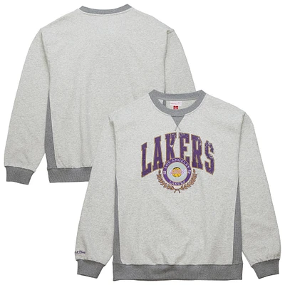 Men's Mitchell & Ness Heather Gray Los Angeles Lakers  Vintage Logo Pullover Sweatshirt