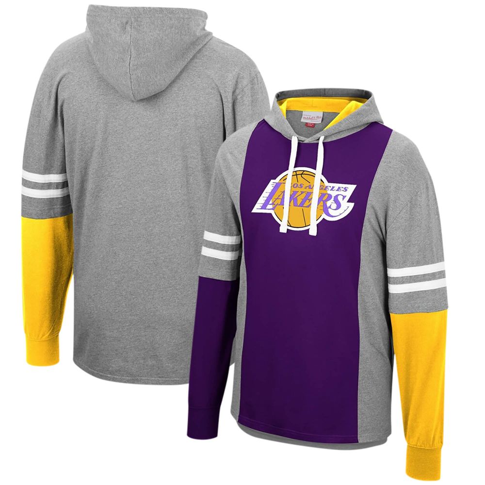 Men's Los Angeles Lakers Mitchell & Ness Heather Gray Tie-Breaker Pullover  Hoodie